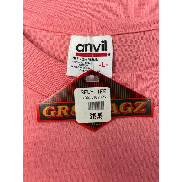 Anvil Women's Pre-Shrunk BFLT Tee GR8 Ragz NSE Large Dolly Wood Pink Shirt VTG - Picture 2 of 7
